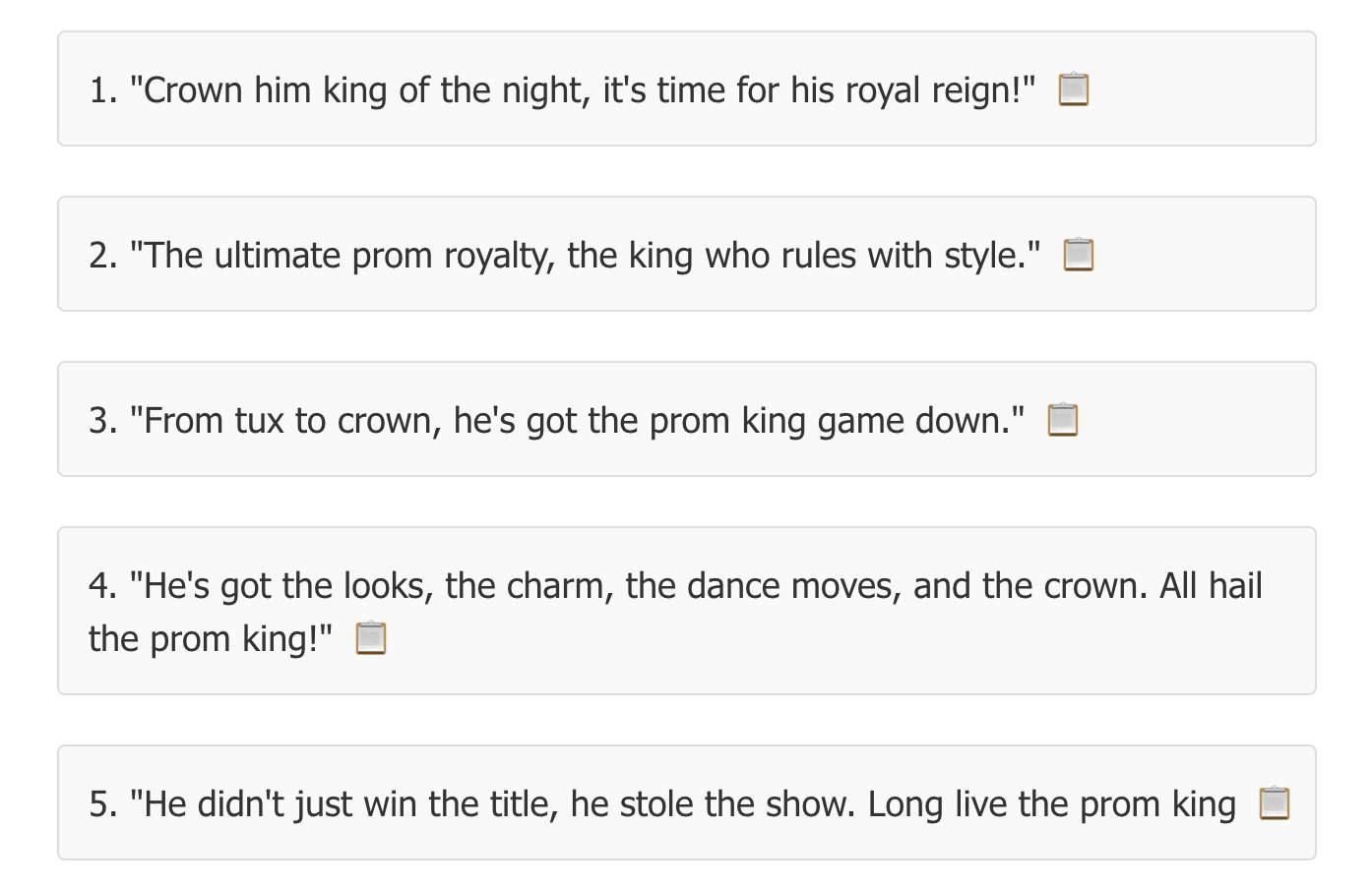 prom king slogans